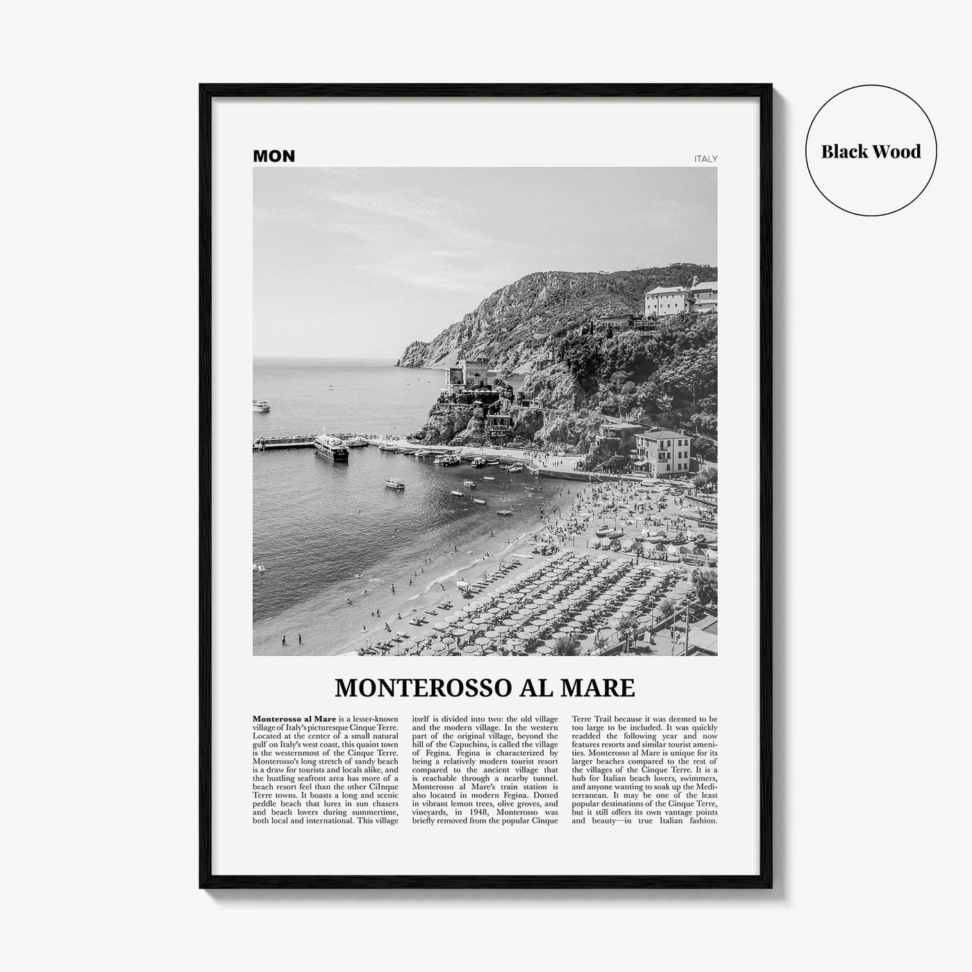 Monterosso al Mare Print Black and White, Monterosso al Mare Wall Art, Monterosso al Mare Poster, Monterosso al Mare, Italy, Italia, Europe