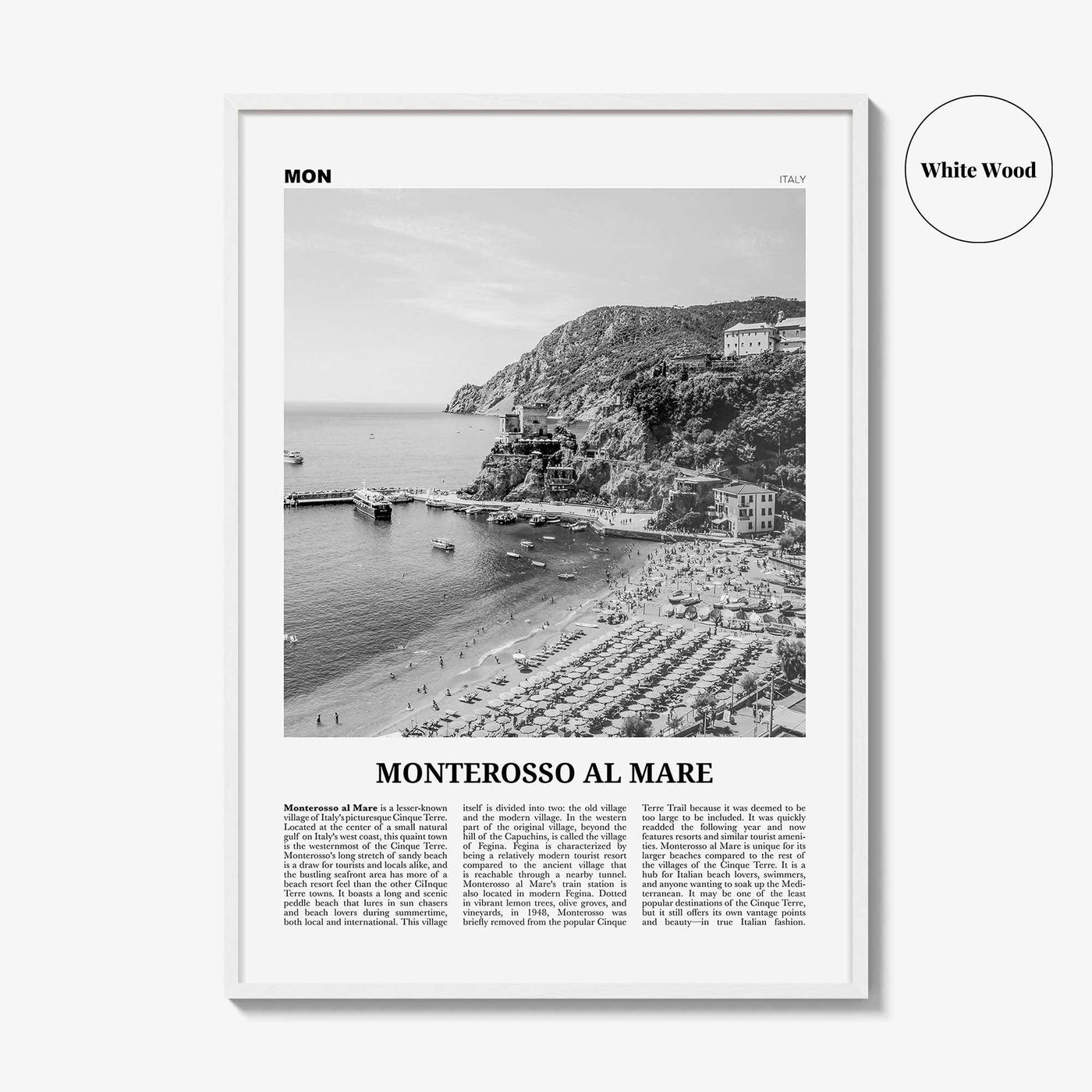 Monterosso al Mare Print Black and White, Monterosso al Mare Wall Art, Monterosso al Mare Poster, Monterosso al Mare, Italy, Italia, Europe