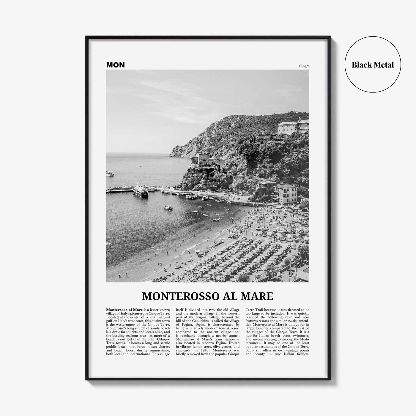 Monterosso al Mare Print Black and White, Monterosso al Mare Wall Art, Monterosso al Mare Poster, Monterosso al Mare, Italy, Italia, Europe