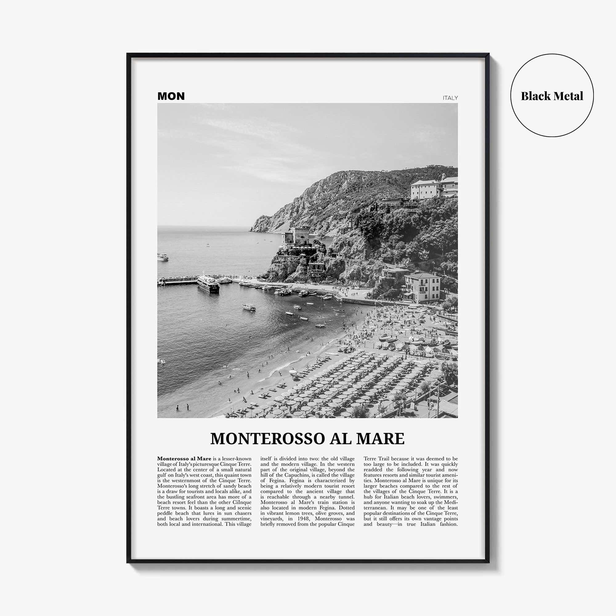 Monterosso al Mare Print Black and White, Monterosso al Mare Wall Art, Monterosso al Mare Poster, Monterosso al Mare, Italy, Italia, Europe