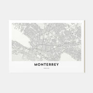Monterrey Map Landscape Poster