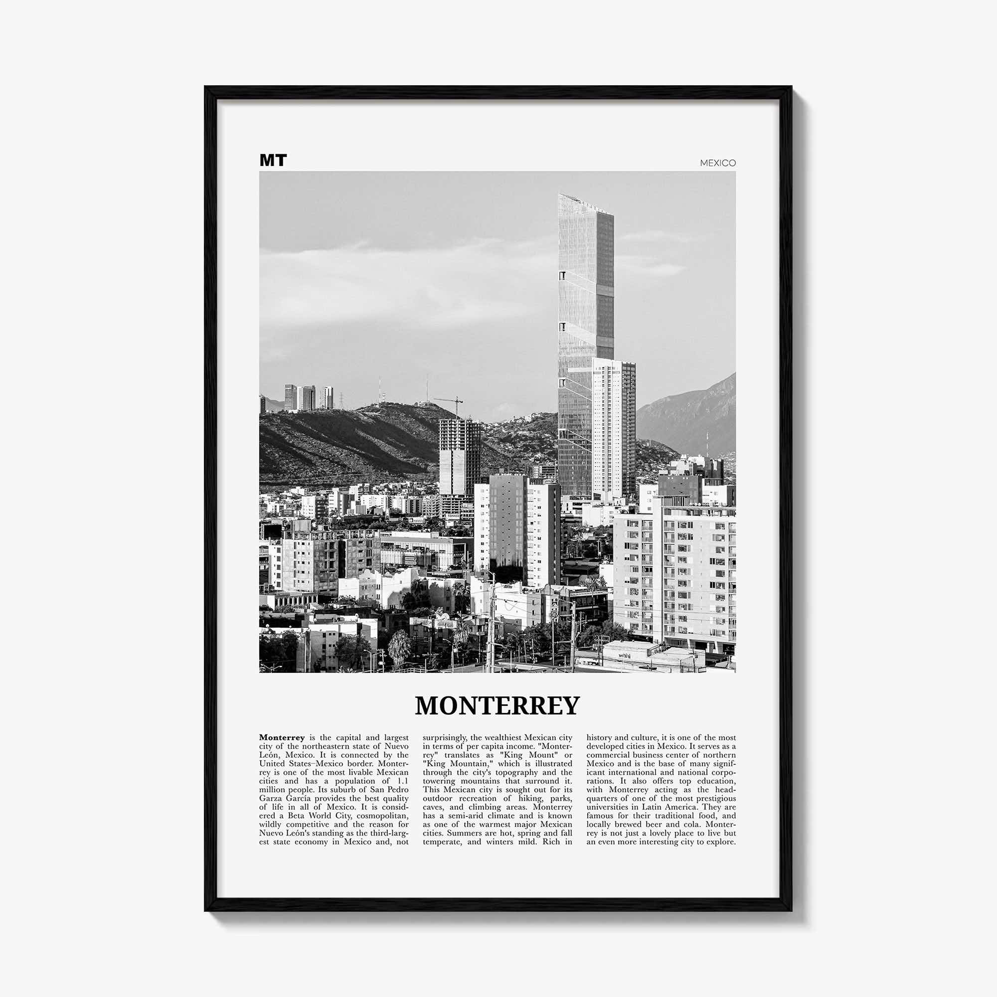 Monterrey Print Black and White No 1, Monterrey Wall Art, Monterrey Poster, Monterrey Photo, Monterrey Wall Décor, Mexico, Nuevo León