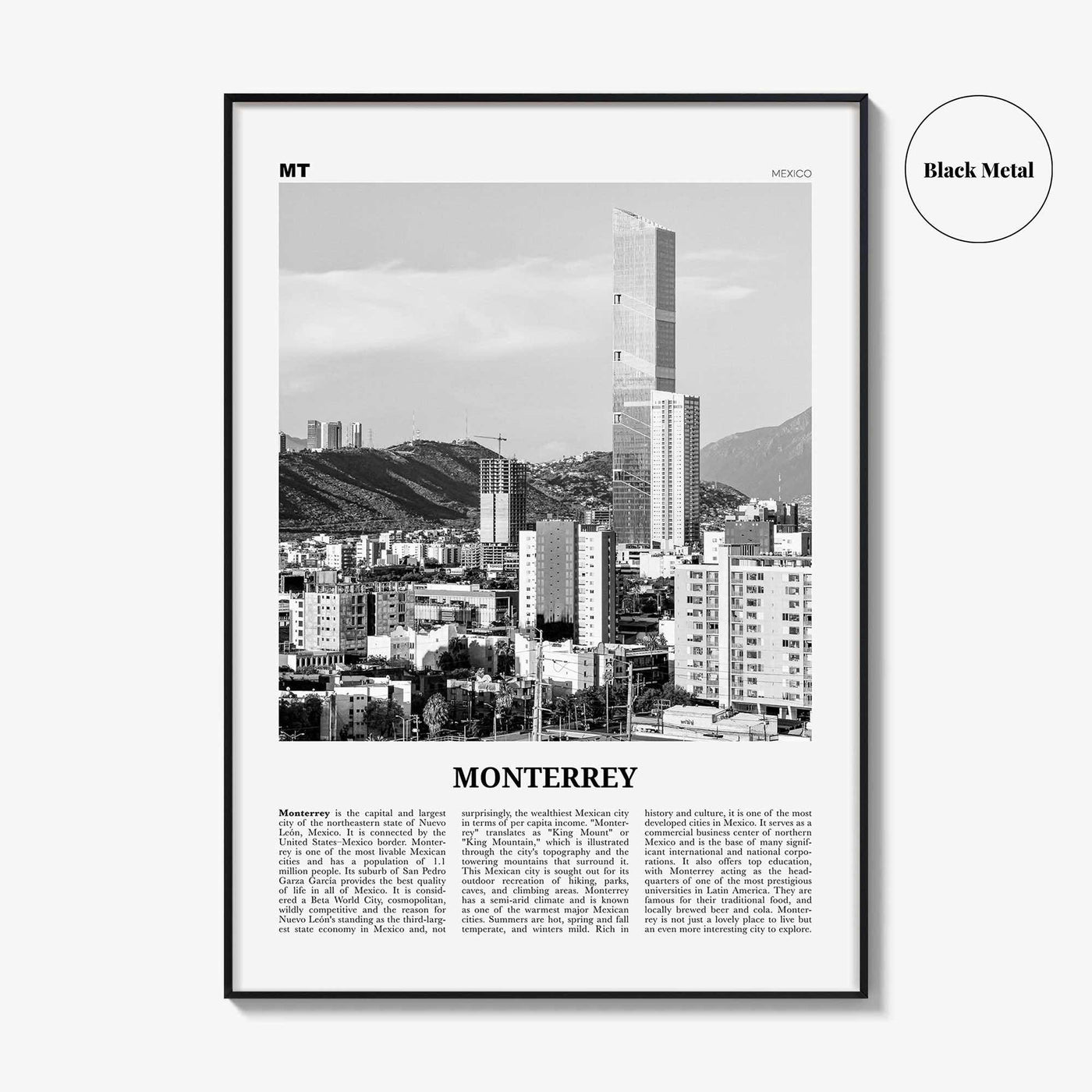 Monterrey Print Black and White No 1, Monterrey Wall Art, Monterrey Poster, Monterrey Photo, Monterrey Wall Décor, Mexico, Nuevo León