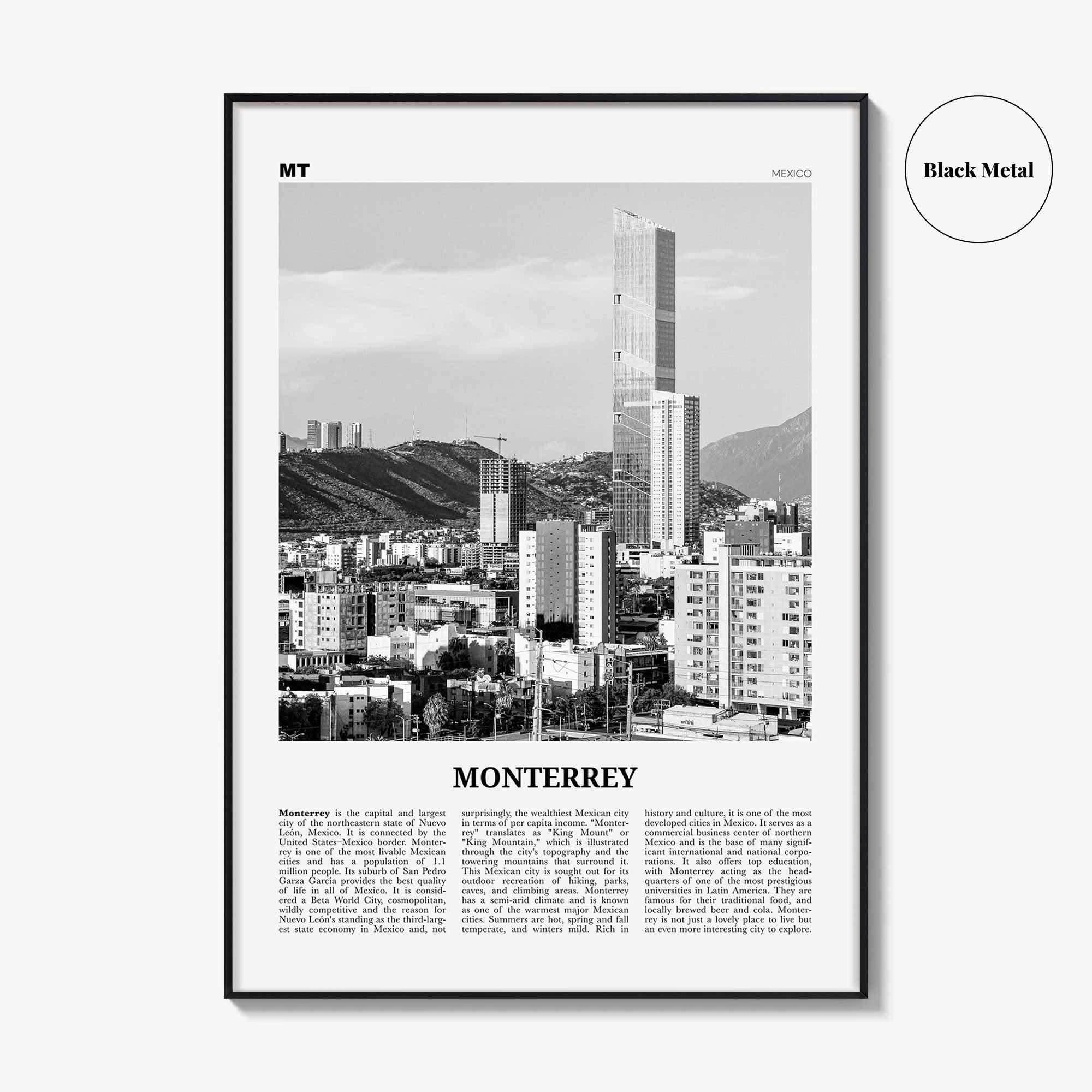 Monterrey Print Black and White No 1, Monterrey Wall Art, Monterrey Poster, Monterrey Photo, Monterrey Wall Décor, Mexico, Nuevo León