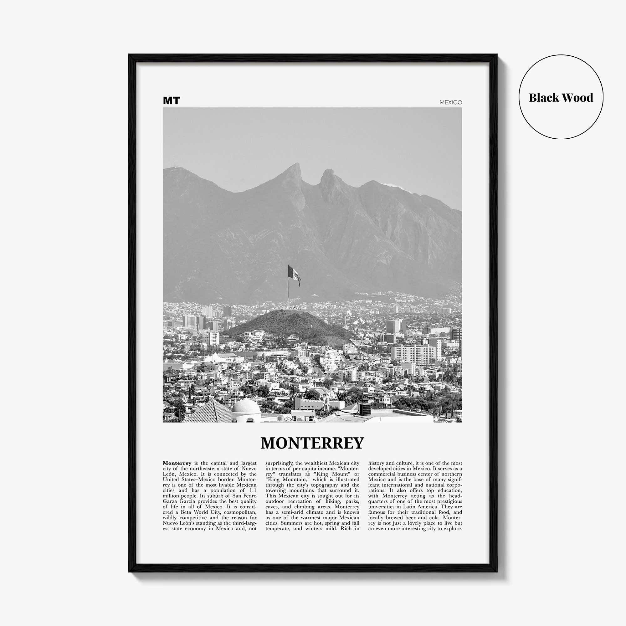Monterrey Print Black and White No 2, Monterrey Wall Art, Monterrey Poster, Monterrey Photo, Monterrey Wall Décor, Mexico, Nuevo León