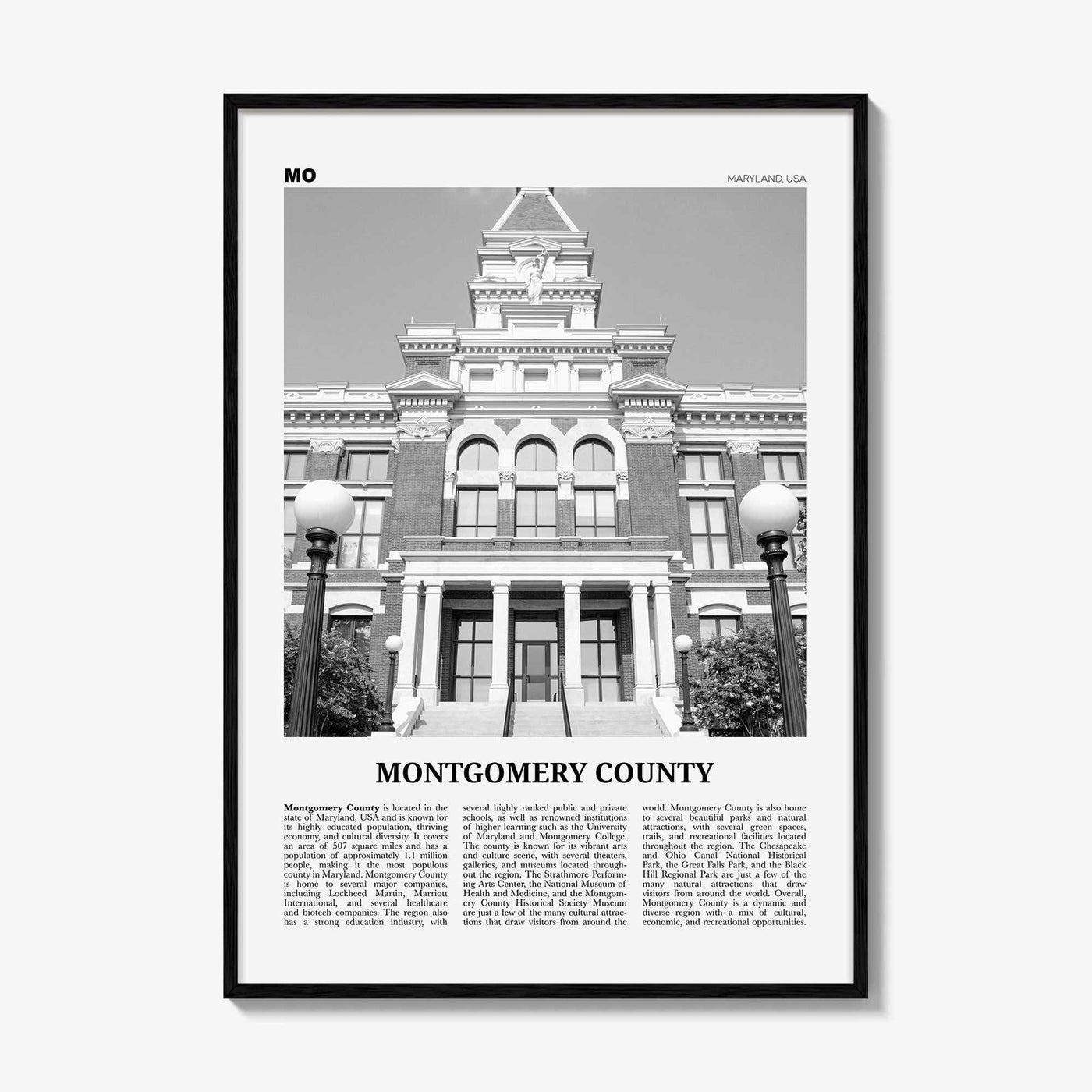 Montgomery County Print Black and White, Montgomery Wall Art, Montgomery Poster, Montgomery Photo, Montgomery Wall Décor, Montgomery Map