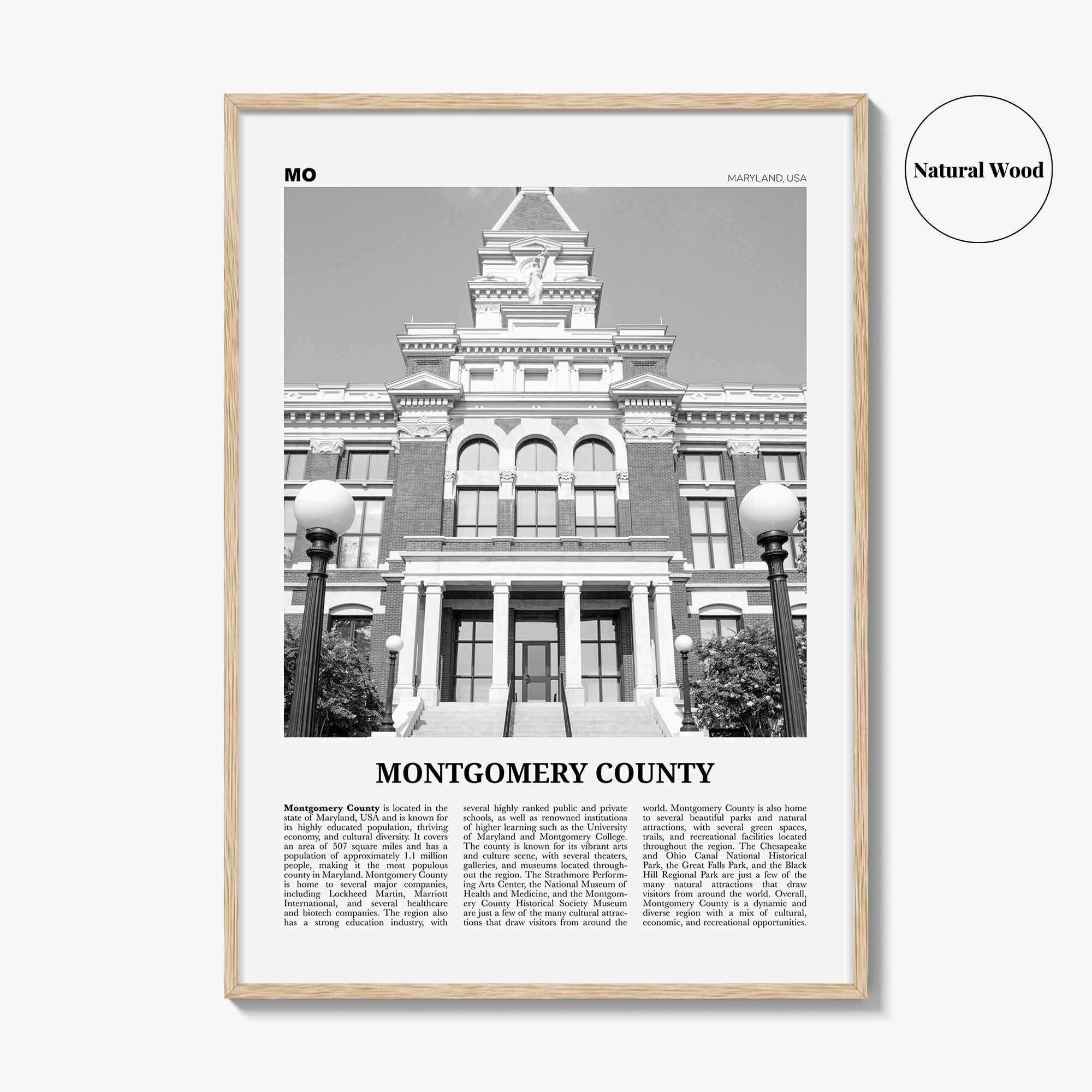 Montgomery County Print Black and White, Montgomery Wall Art, Montgomery Poster, Montgomery Photo, Montgomery Wall Décor, Montgomery Map