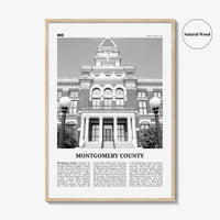 Montgomery County Print Black and White, Montgomery Wall Art, Montgomery Poster, Montgomery Photo, Montgomery Wall Décor, Montgomery Map