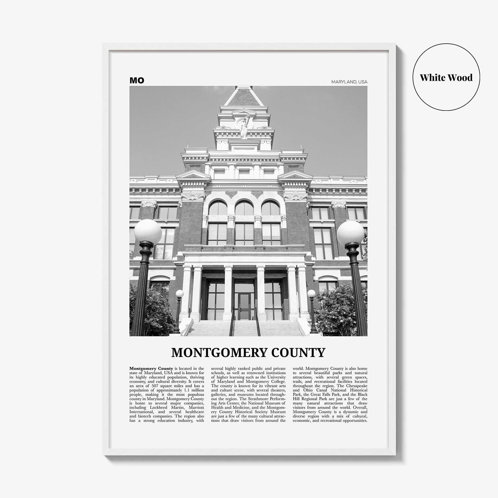 Montgomery County Print Black and White, Montgomery Wall Art, Montgomery Poster, Montgomery Photo, Montgomery Wall Décor, Montgomery Map