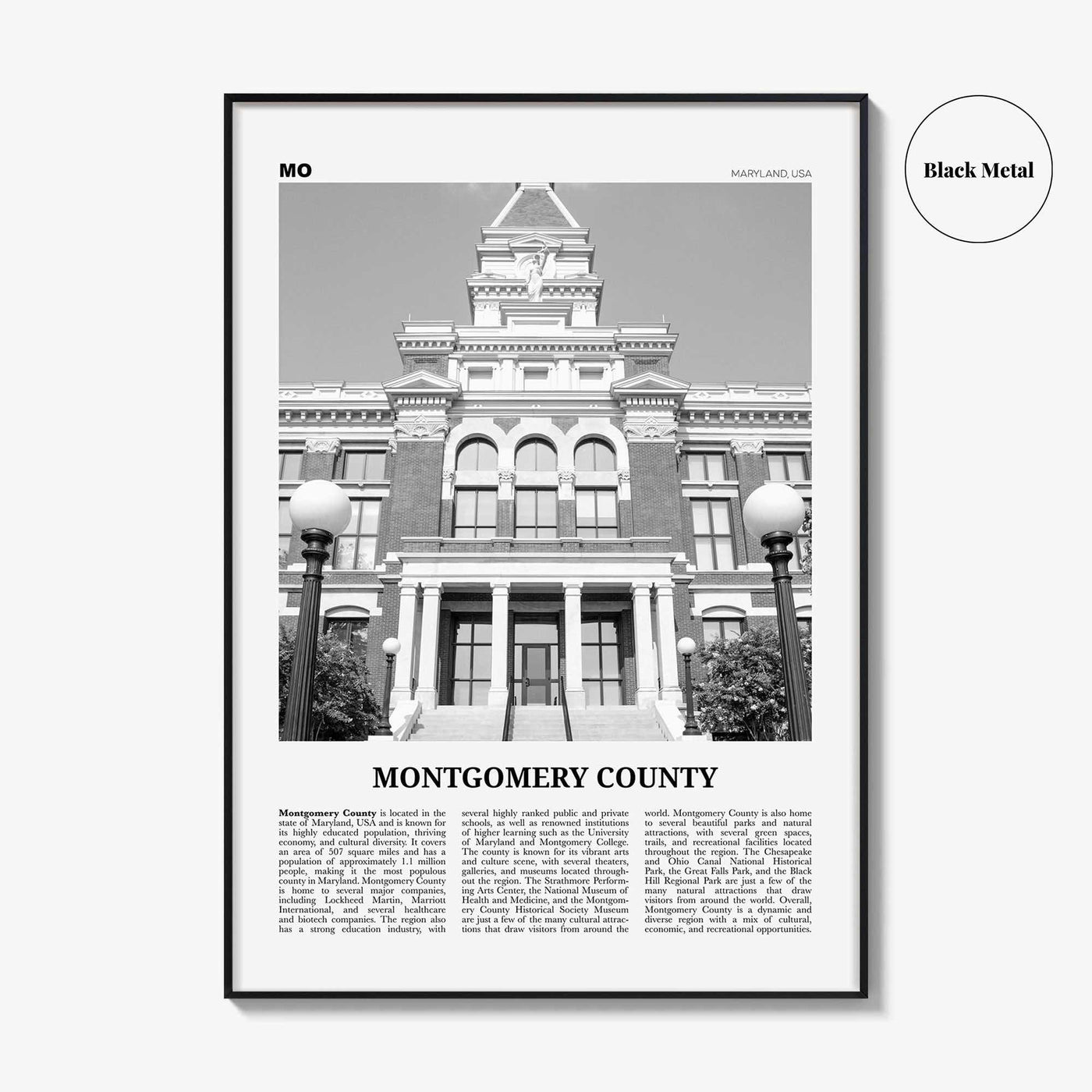 Montgomery County Print Black and White, Montgomery Wall Art, Montgomery Poster, Montgomery Photo, Montgomery Wall Décor, Montgomery Map