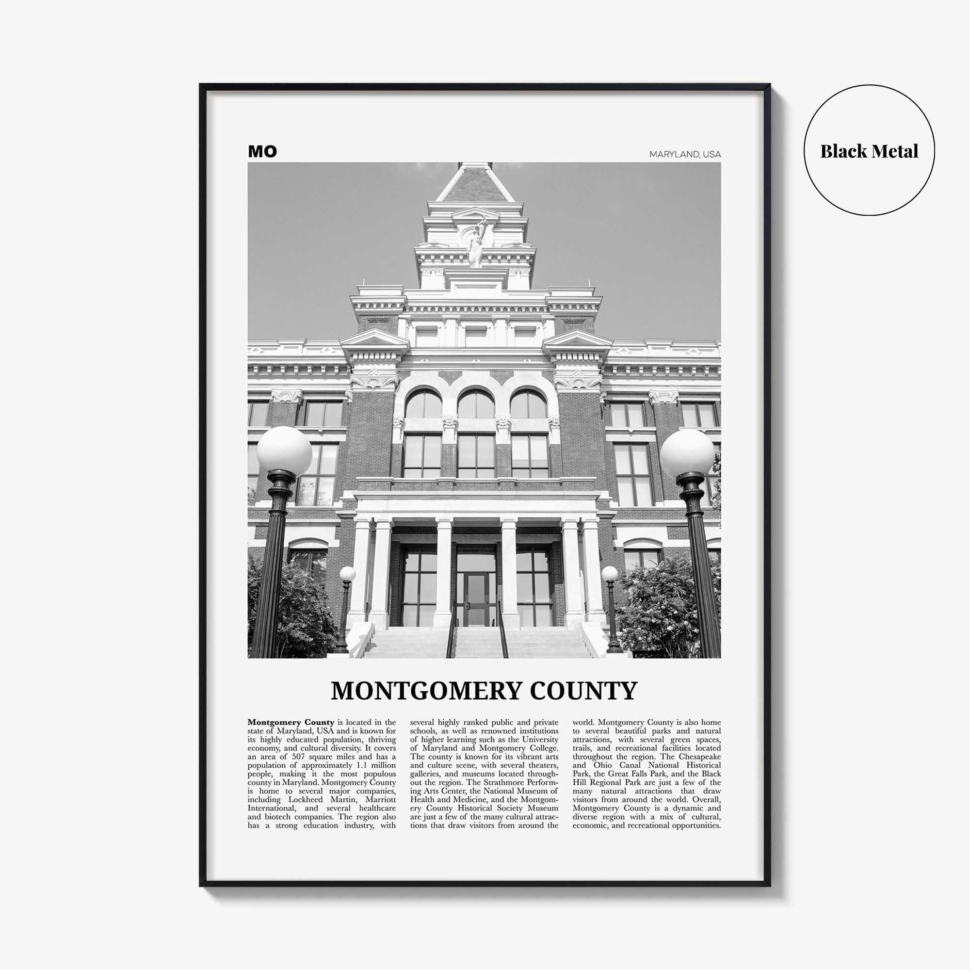 Montgomery County Print Black and White, Montgomery Wall Art, Montgomery Poster, Montgomery Photo, Montgomery Wall Décor, Montgomery Map