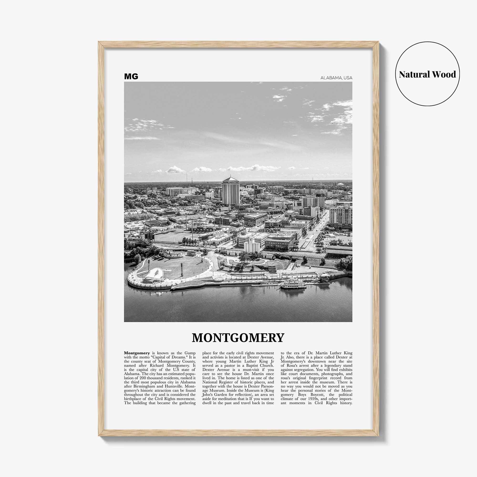 Montgomery Print Black and White, Montgomery Wall Art, Montgomery Poster, Montgomery Photo, Montgomery Wall Décor, Alabama, USA