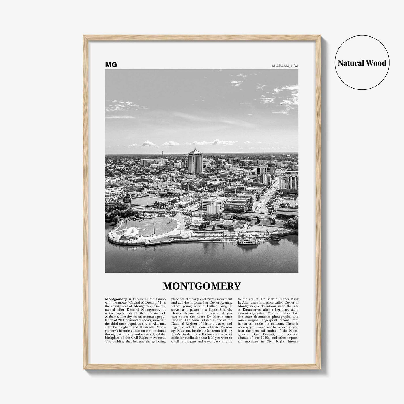 Montgomery Print Black and White, Montgomery Wall Art, Montgomery Poster, Montgomery Photo, Montgomery Wall Décor, Alabama, USA