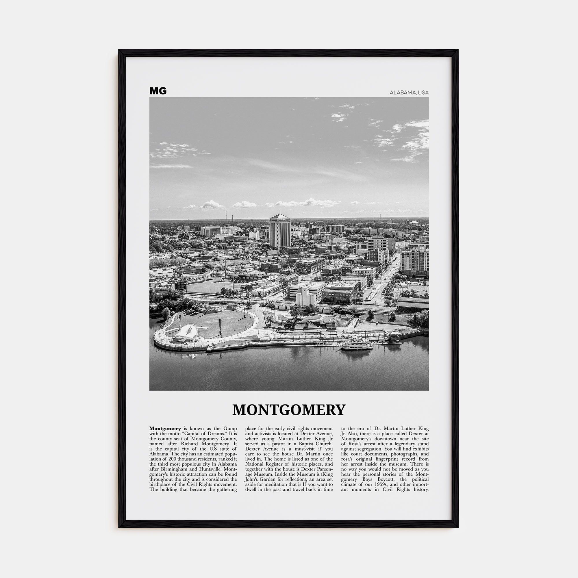Montgomery Travel B&W Poster