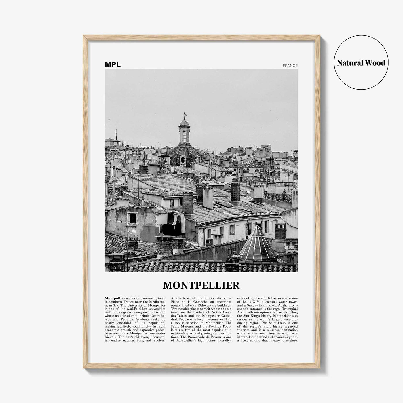 Montpellier Print Black and White, Montpellier Wall Art, Montpellier Poster, Montpellier Photo, France, Montpelhièr, Hérault