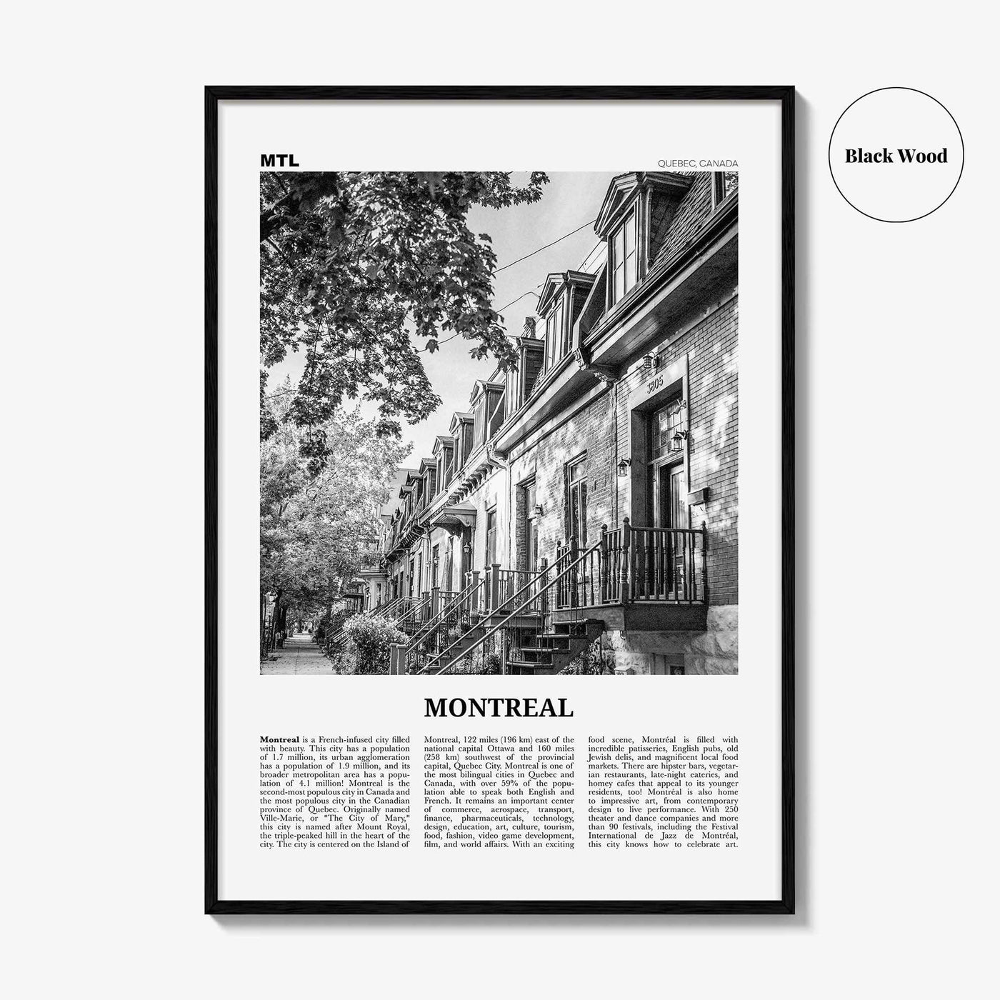 Montreal Print Black and White No 1, Montreal Wall Art, Montreal Poster, Montreal Photo, Montreal Decor, Quebec, Canada, Montréal