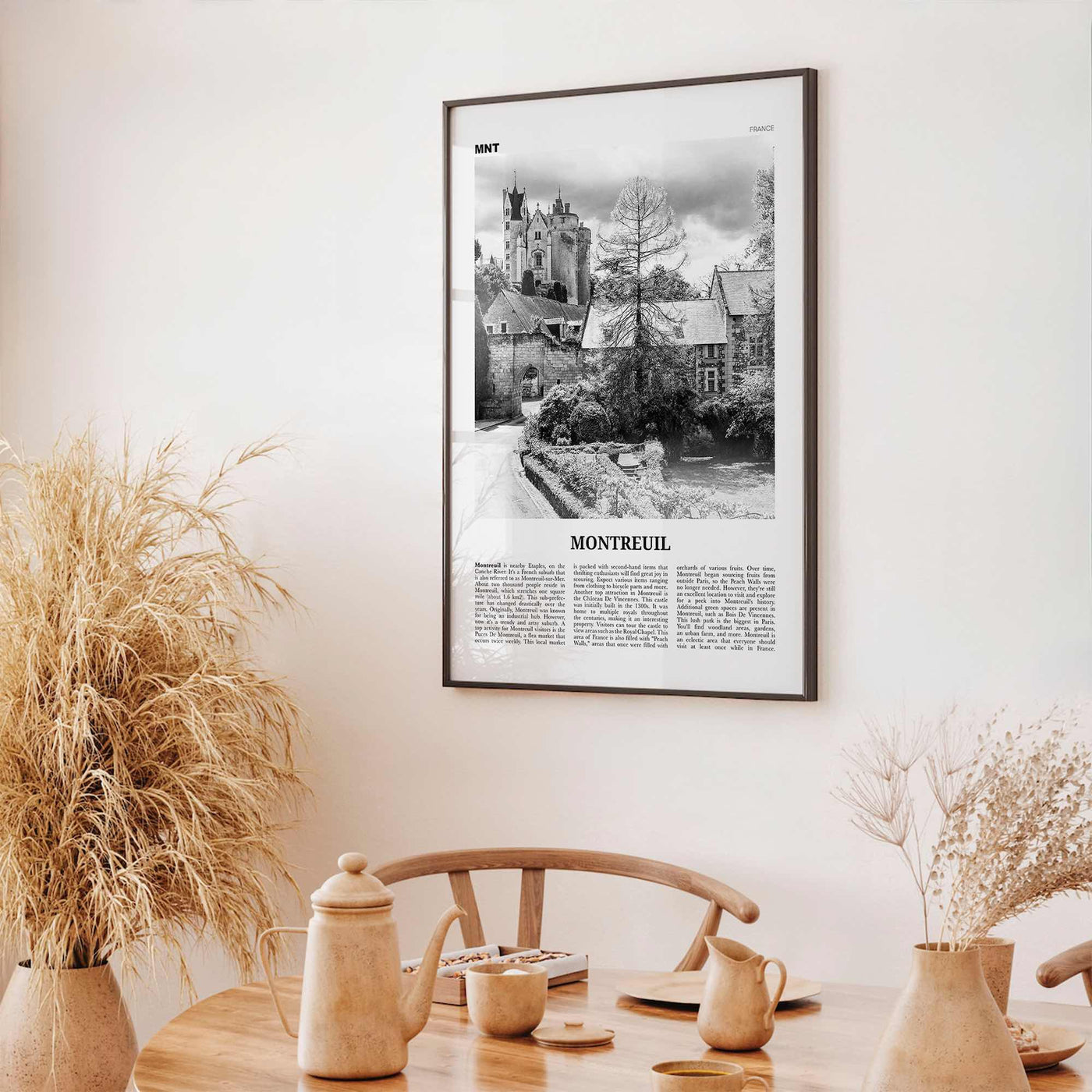 Montreuil Print Black and White, Montreuil Wall Art, Montreuil Poster, Montreuil Photo, Montreuil Wall Décor, Montreuil Map, France