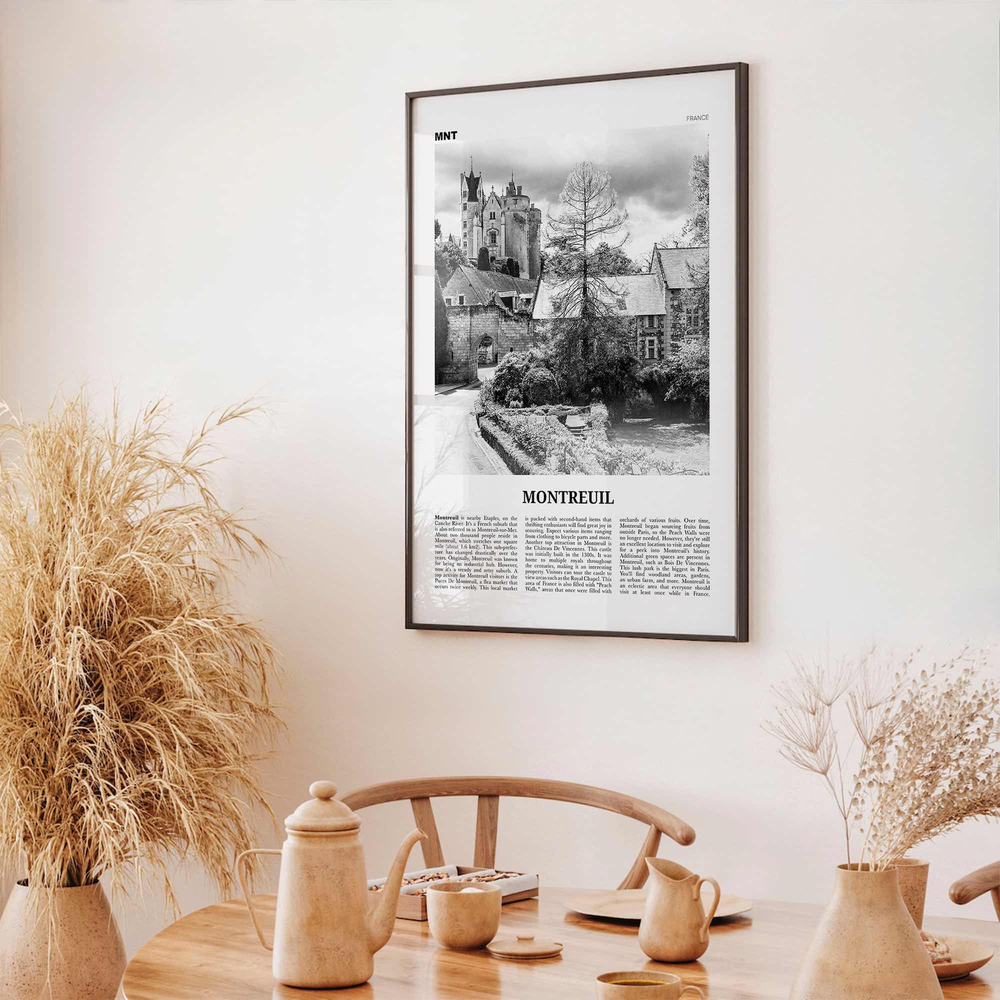 Montreuil Print Black and White, Montreuil Wall Art, Montreuil Poster, Montreuil Photo, Montreuil Wall Décor, Montreuil Map, France