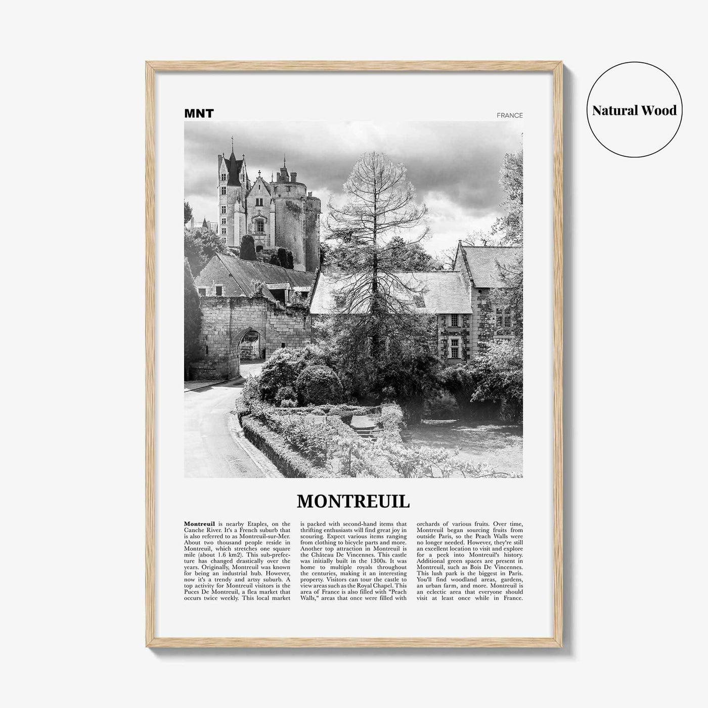 Montreuil Print Black and White, Montreuil Wall Art, Montreuil Poster, Montreuil Photo, Montreuil Wall Décor, Montreuil Map, France