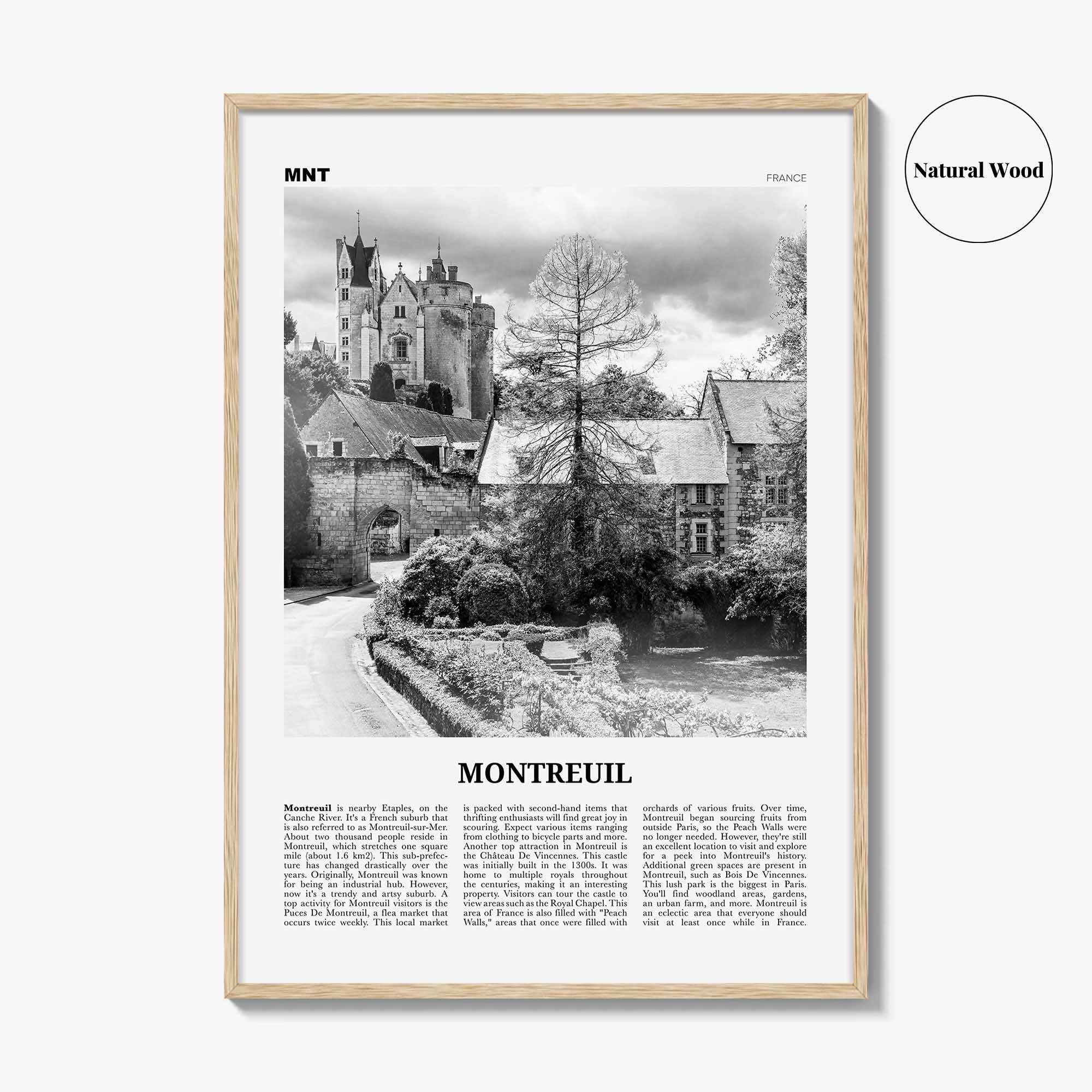 Montreuil Print Black and White, Montreuil Wall Art, Montreuil Poster, Montreuil Photo, Montreuil Wall Décor, Montreuil Map, France