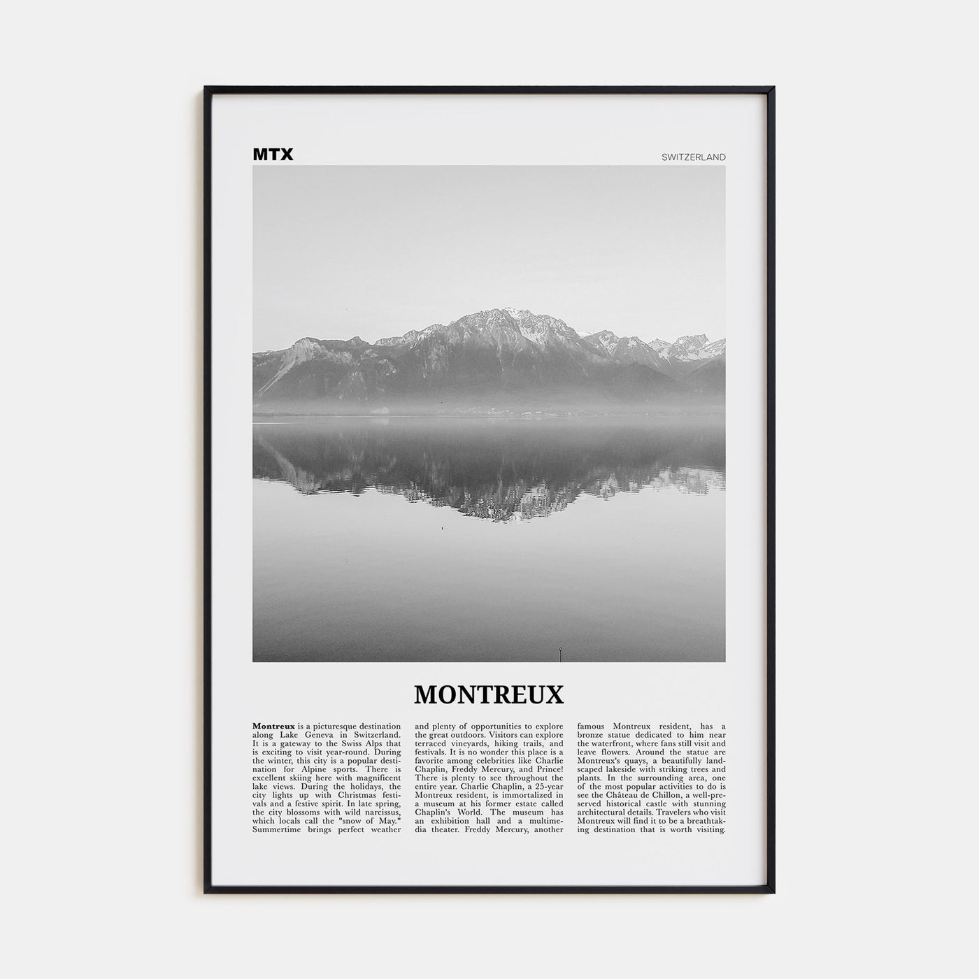 Montreux Travel B&W Poster