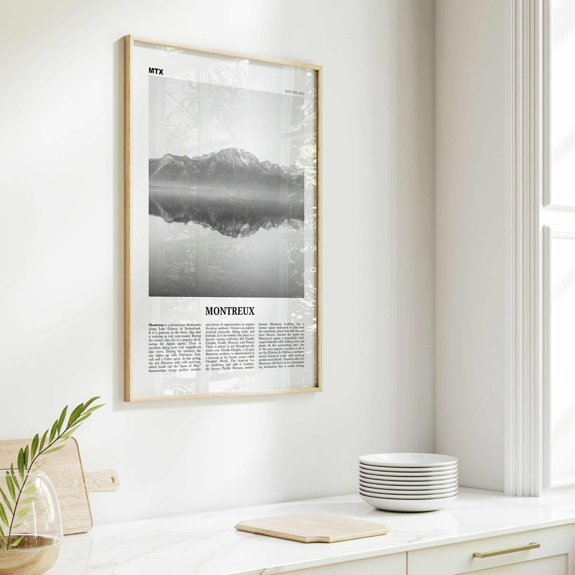 Montreux Print Black and White, Montreux Wall Art, Montreux Poster, Montreux Photo, Montreux Wall Décor, Switzerland, Vaud, Swiss