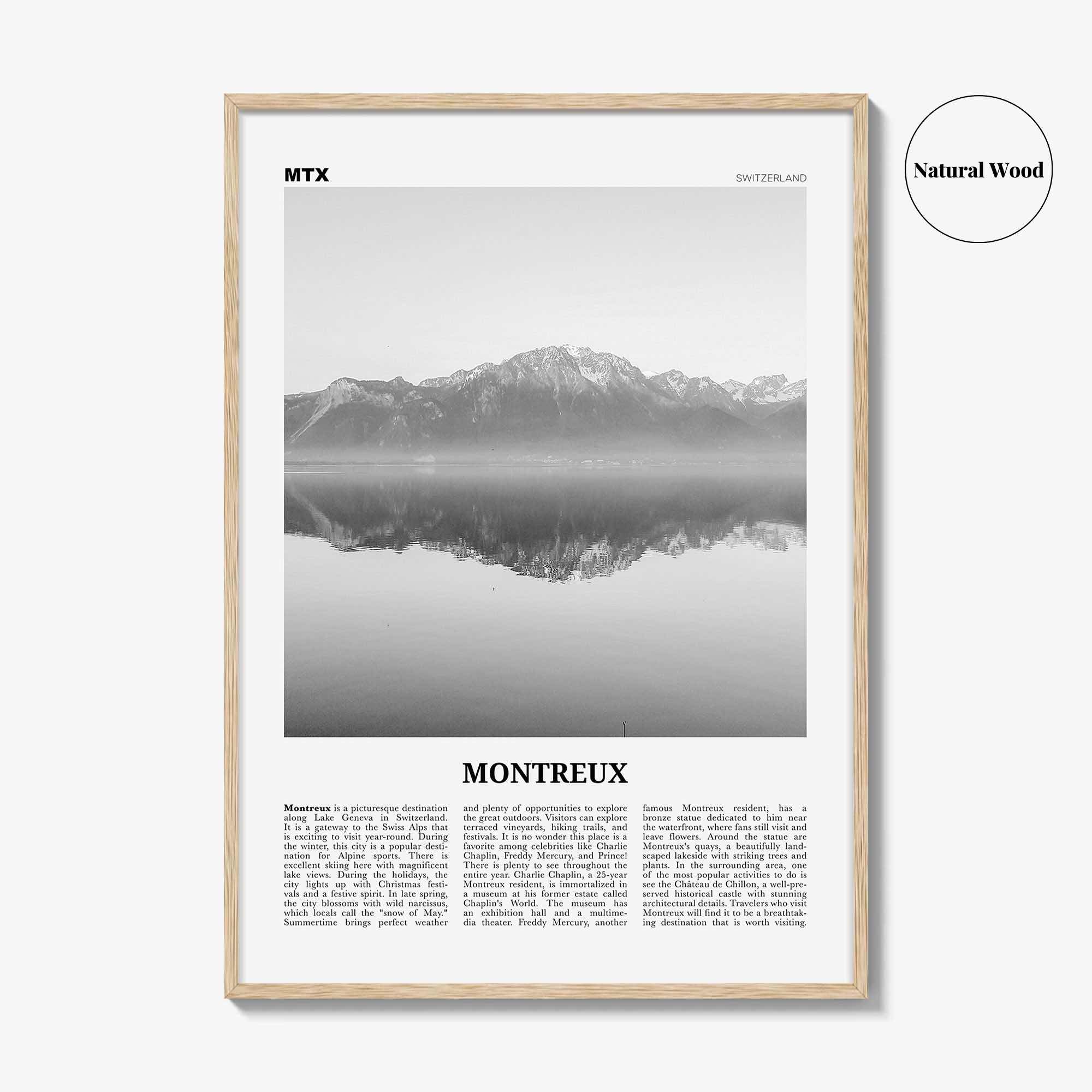 Montreux Print Black and White, Montreux Wall Art, Montreux Poster, Montreux Photo, Montreux Wall Décor, Switzerland, Vaud, Swiss