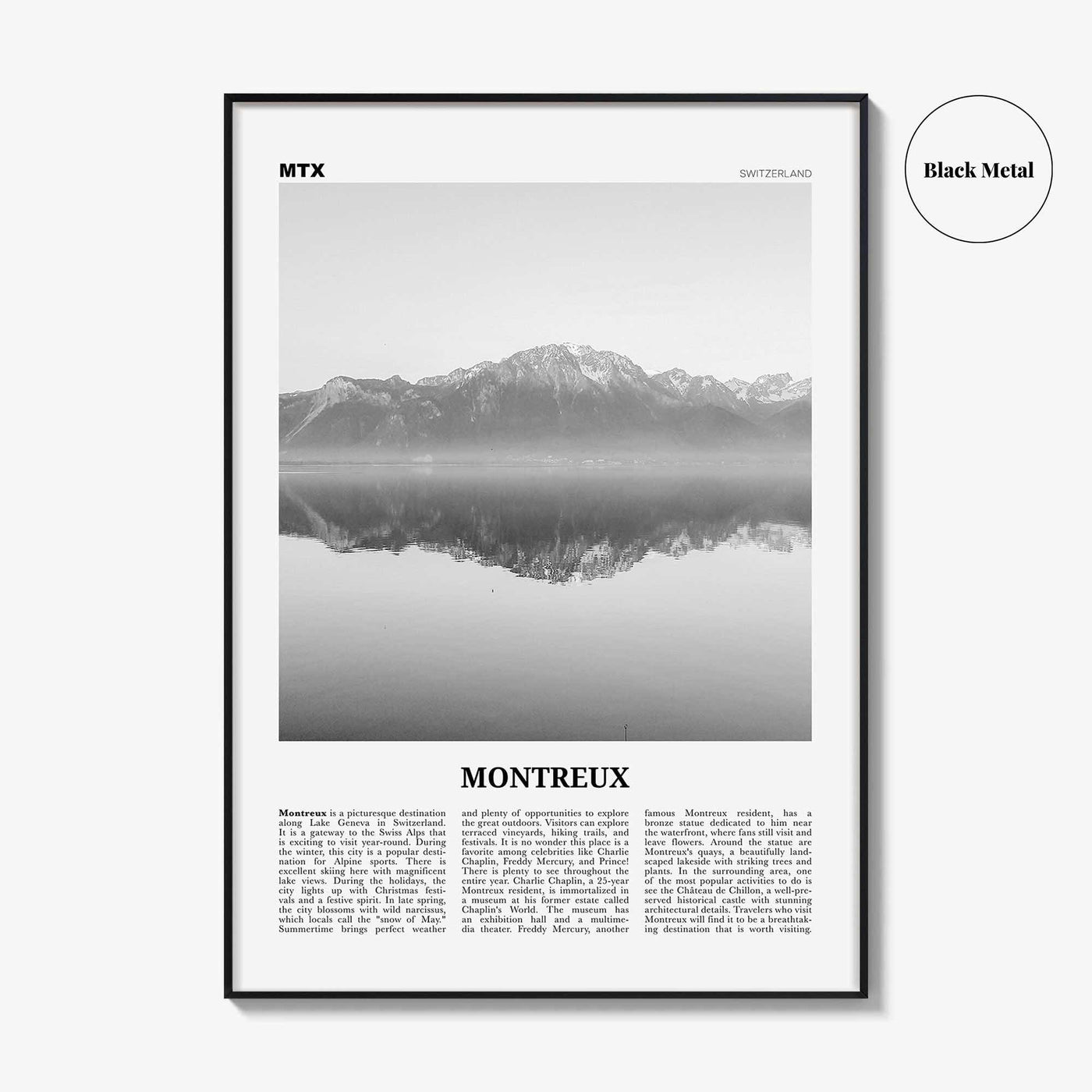Montreux Print Black and White, Montreux Wall Art, Montreux Poster, Montreux Photo, Montreux Wall Décor, Switzerland, Vaud, Swiss