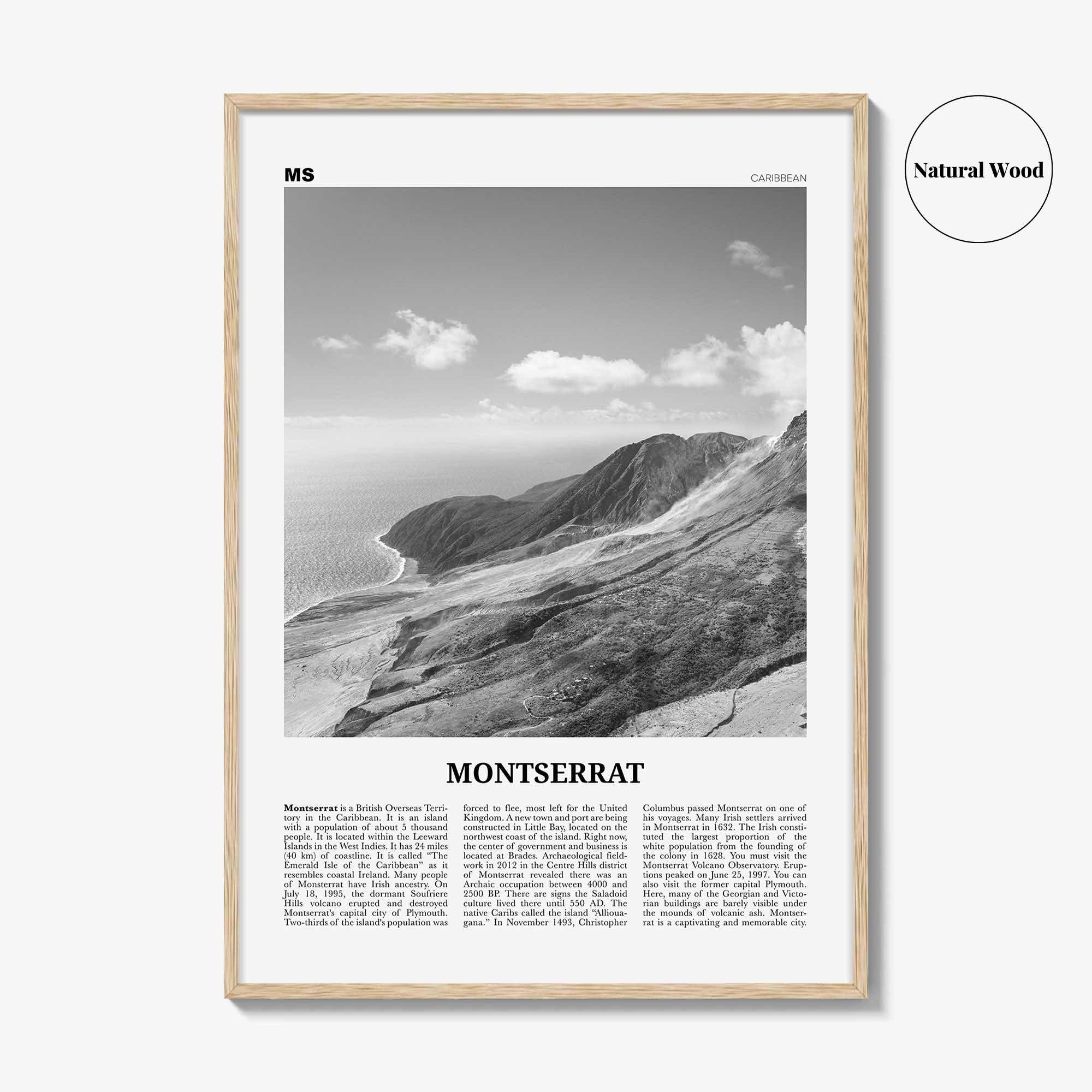 Montserrat Print Black and White Caribbean, Montserrat Wall Art, Montserrat Poster, Montserrat Photo, Montserrat Wall Décor, Caribbean