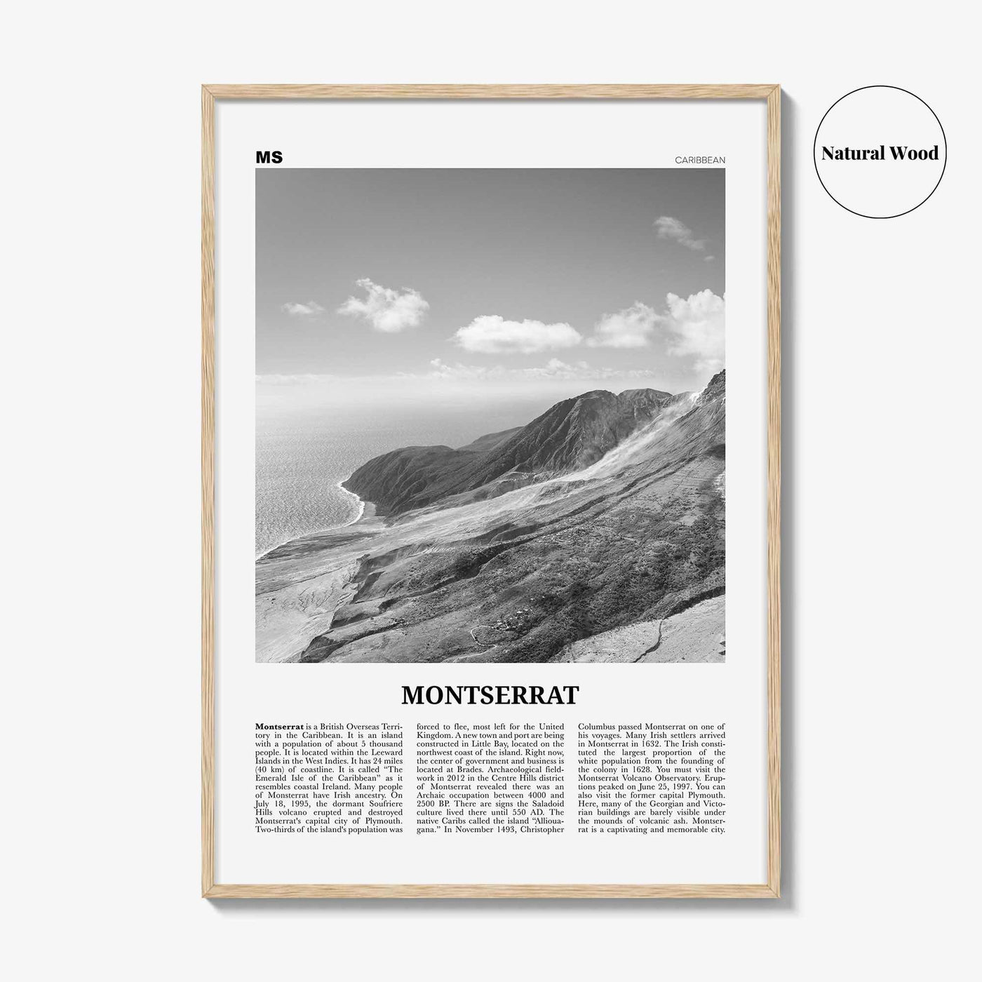 Montserrat Print Black and White Caribbean, Montserrat Wall Art, Montserrat Poster, Montserrat Photo, Montserrat Wall Décor, Caribbean