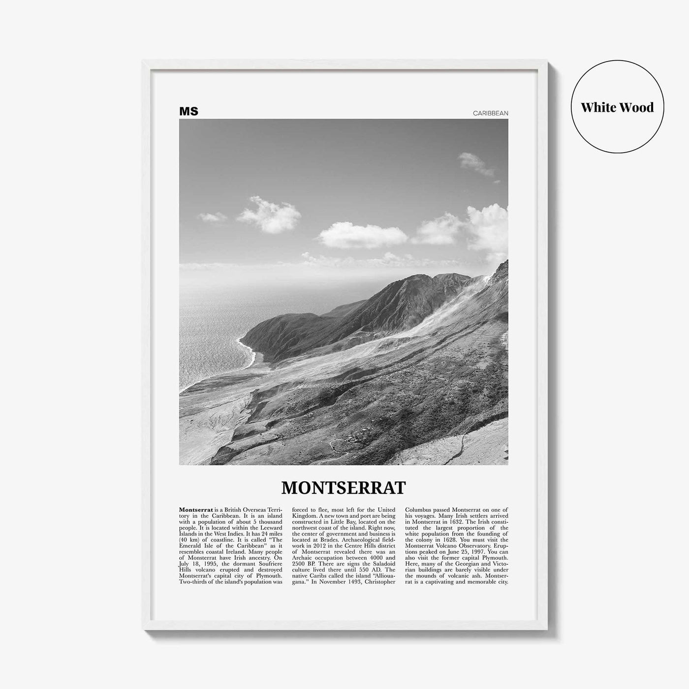 Montserrat Print Black and White Caribbean, Montserrat Wall Art, Montserrat Poster, Montserrat Photo, Montserrat Wall Décor, Caribbean
