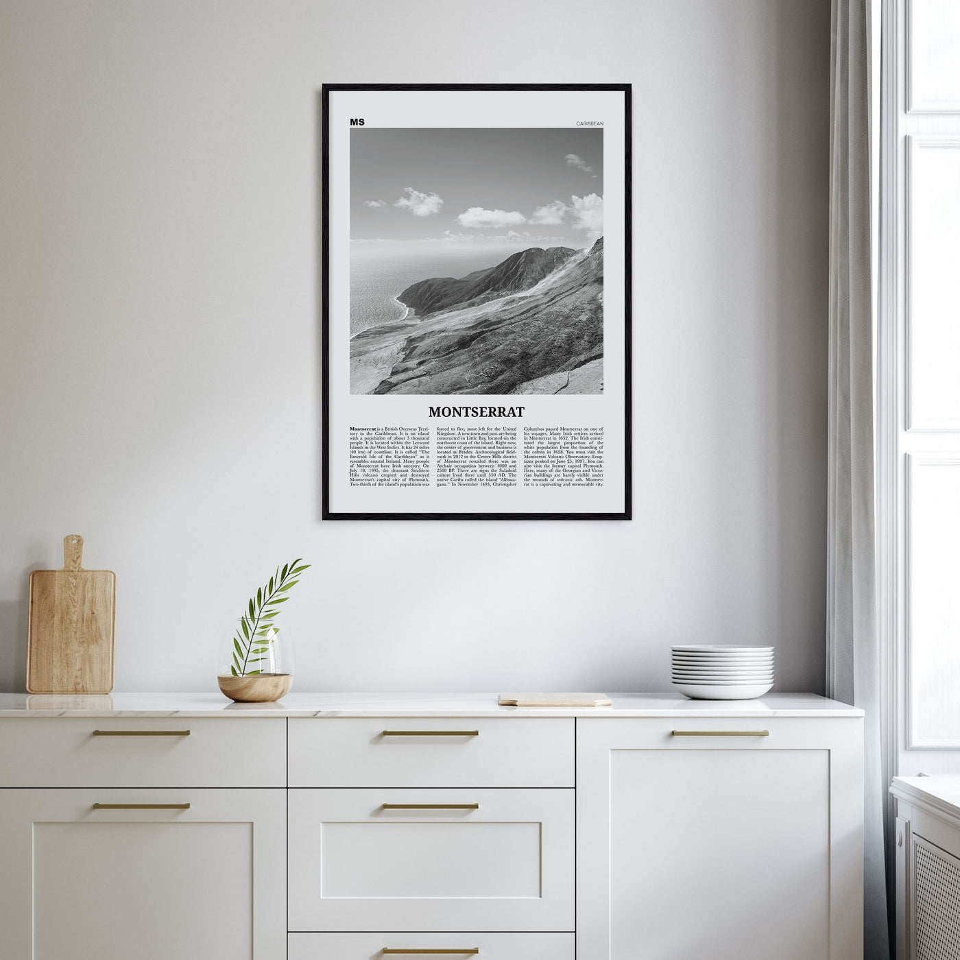 Montserrat, Caribbean Travel B&W Poster