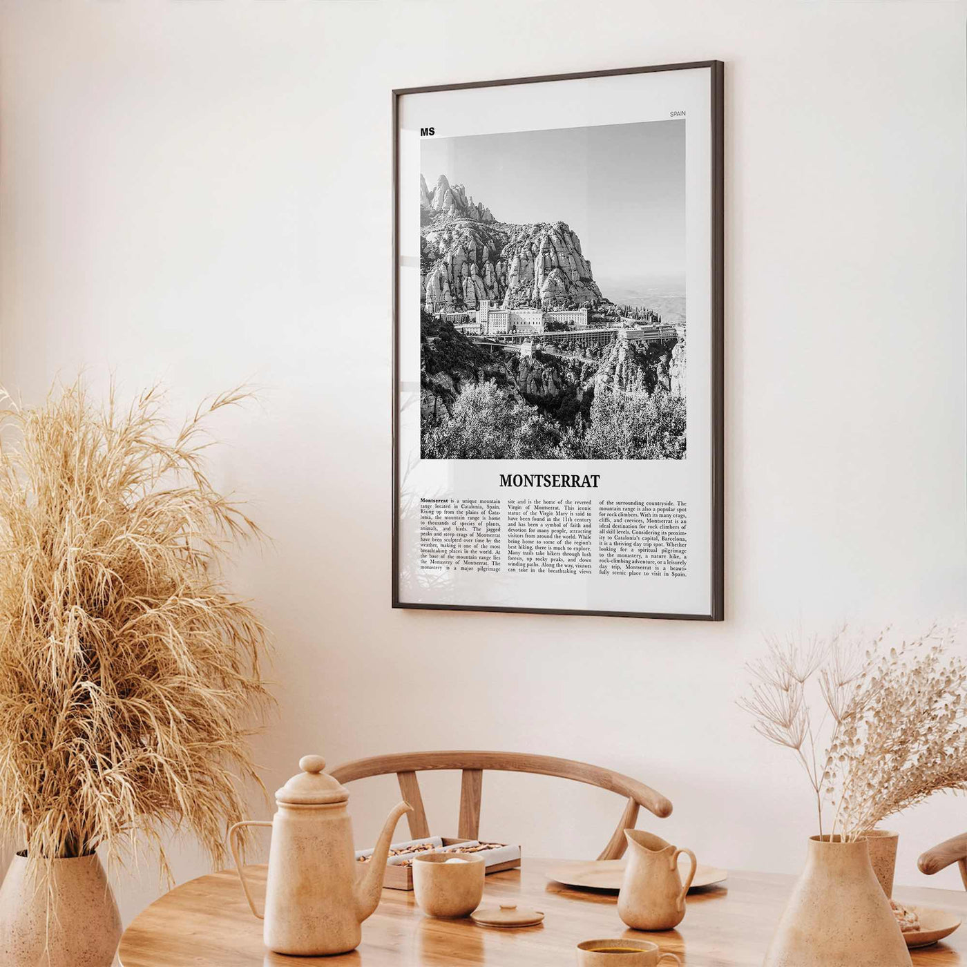 Montserrat Print Black and White Spain, Montserrat Wall Art, Montserrat Poster, Montserrat Photo, Montserrat Wall Décor, Montserrat Map
