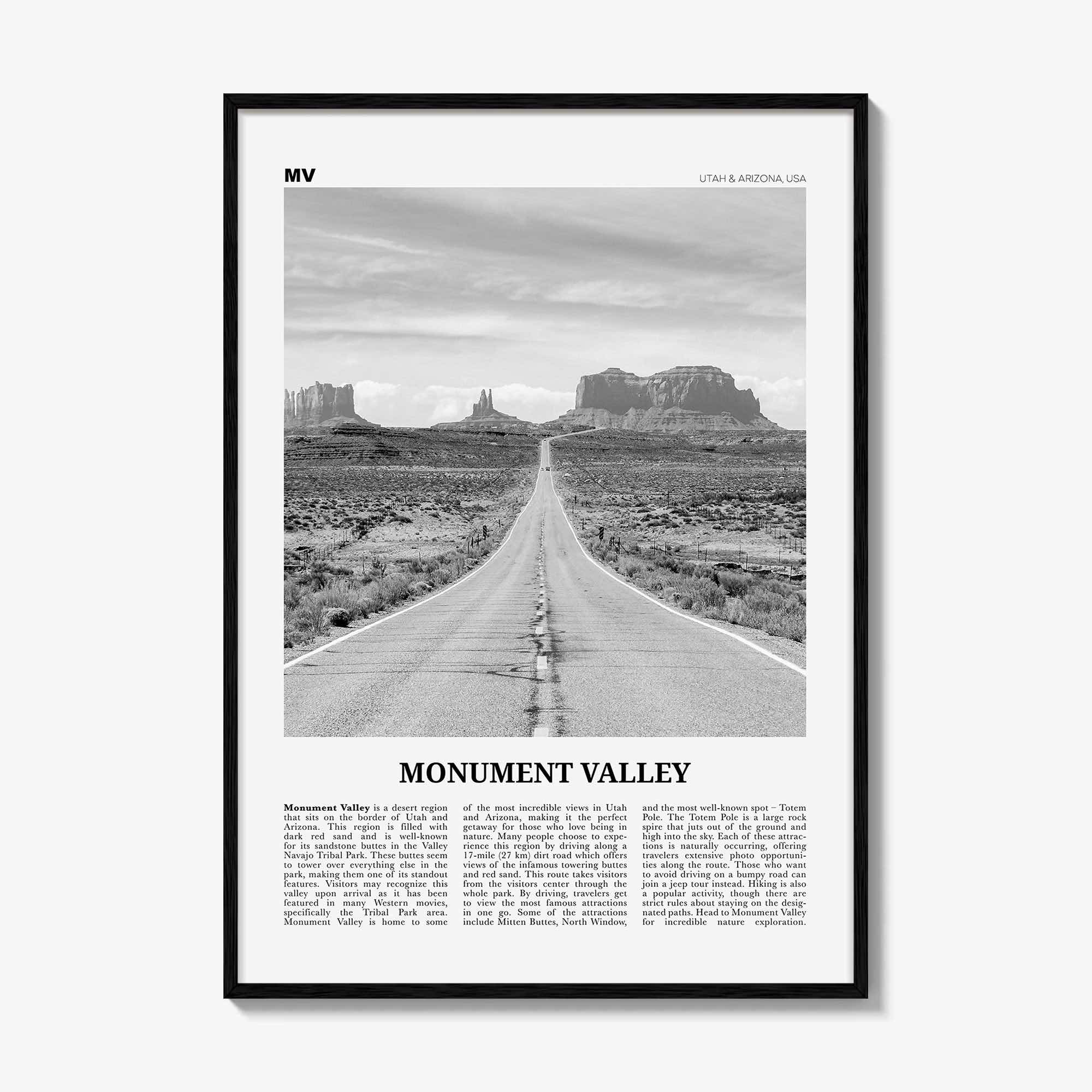 Monument Valley Print Black and White, Monument Valley Wall Art, Monument Valley Poster, Monument Valley Photo, Utah, Arizona, USA