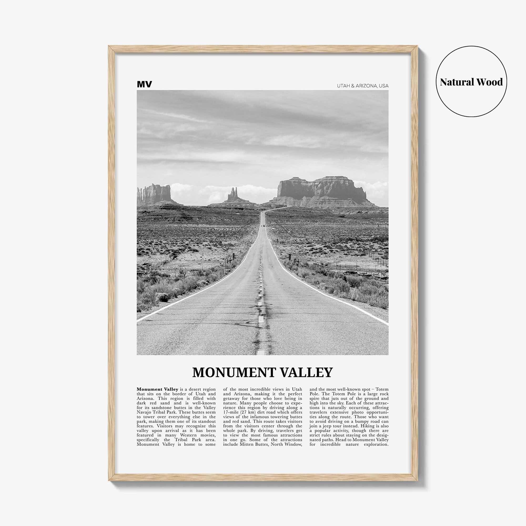 Monument Valley Print Black and White, Monument Valley Wall Art, Monument Valley Poster, Monument Valley Photo, Utah, Arizona, USA