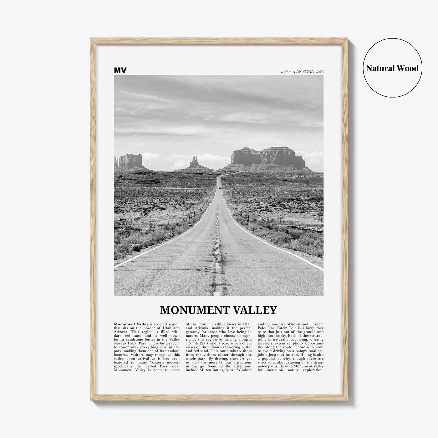 Monument Valley Print Black and White, Monument Valley Wall Art, Monument Valley Poster, Monument Valley Photo, Utah, Arizona, USA