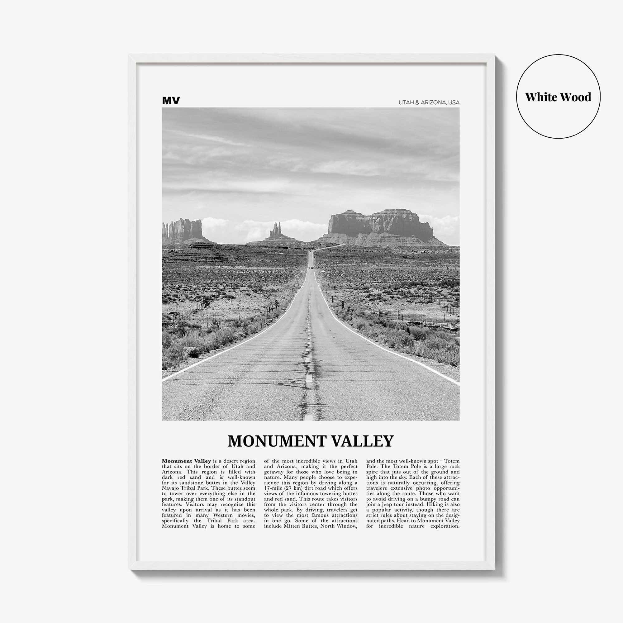 Monument Valley Print Black and White, Monument Valley Wall Art, Monument Valley Poster, Monument Valley Photo, Utah, Arizona, USA