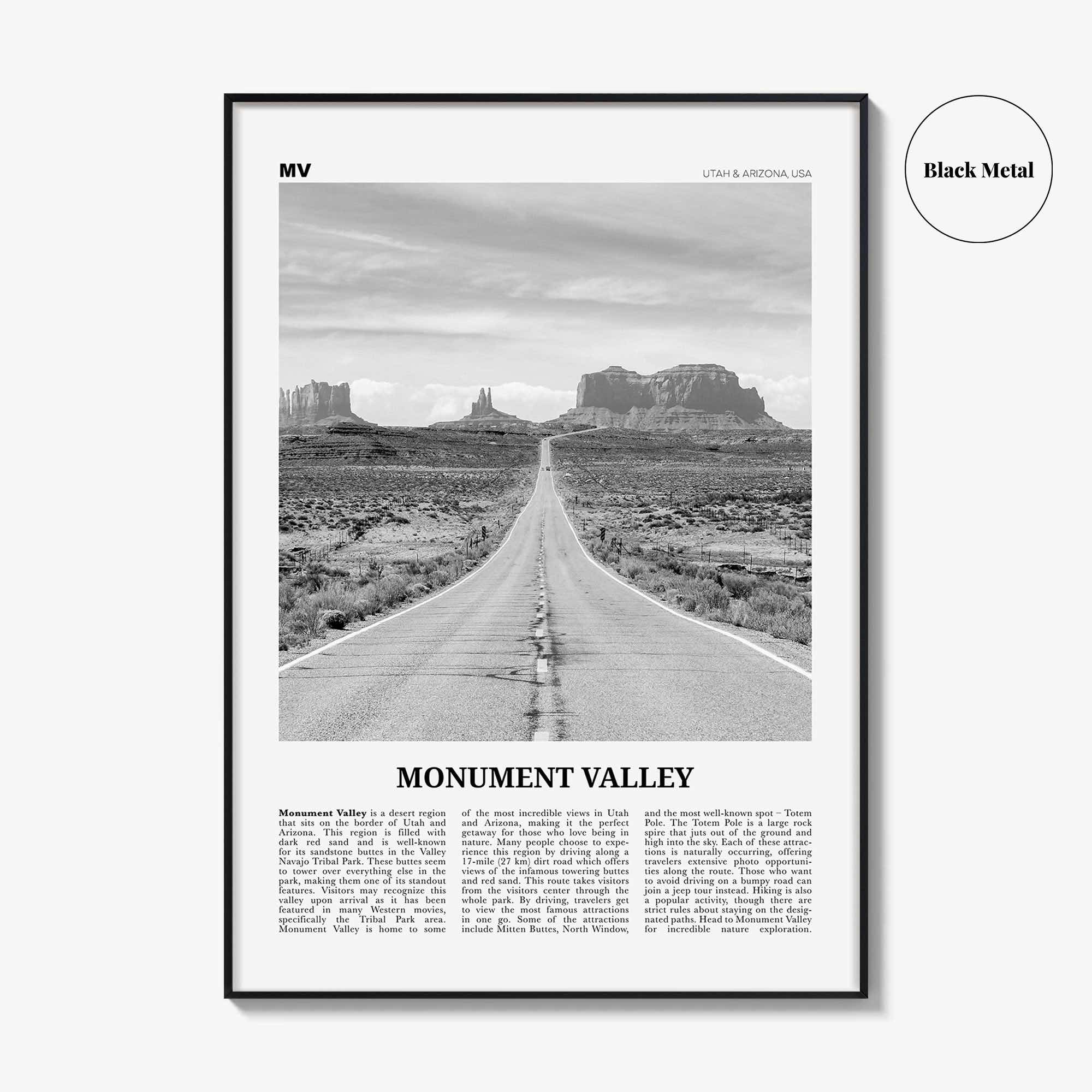 Monument Valley Print Black and White, Monument Valley Wall Art, Monument Valley Poster, Monument Valley Photo, Utah, Arizona, USA