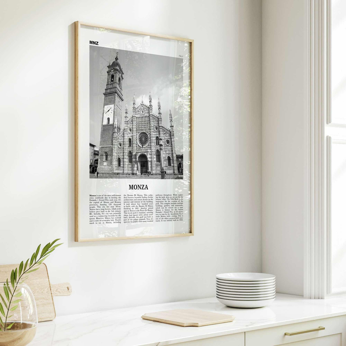 Monza Print Black and White, Monza Wall Art, Monza Poster, Monza Photo, Monza Wall Décor, Monza Map, Italy