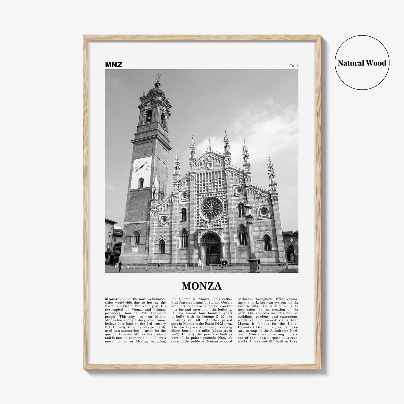 Monza Print Black and White, Monza Wall Art, Monza Poster, Monza Photo, Monza Wall Décor, Monza Map, Italy