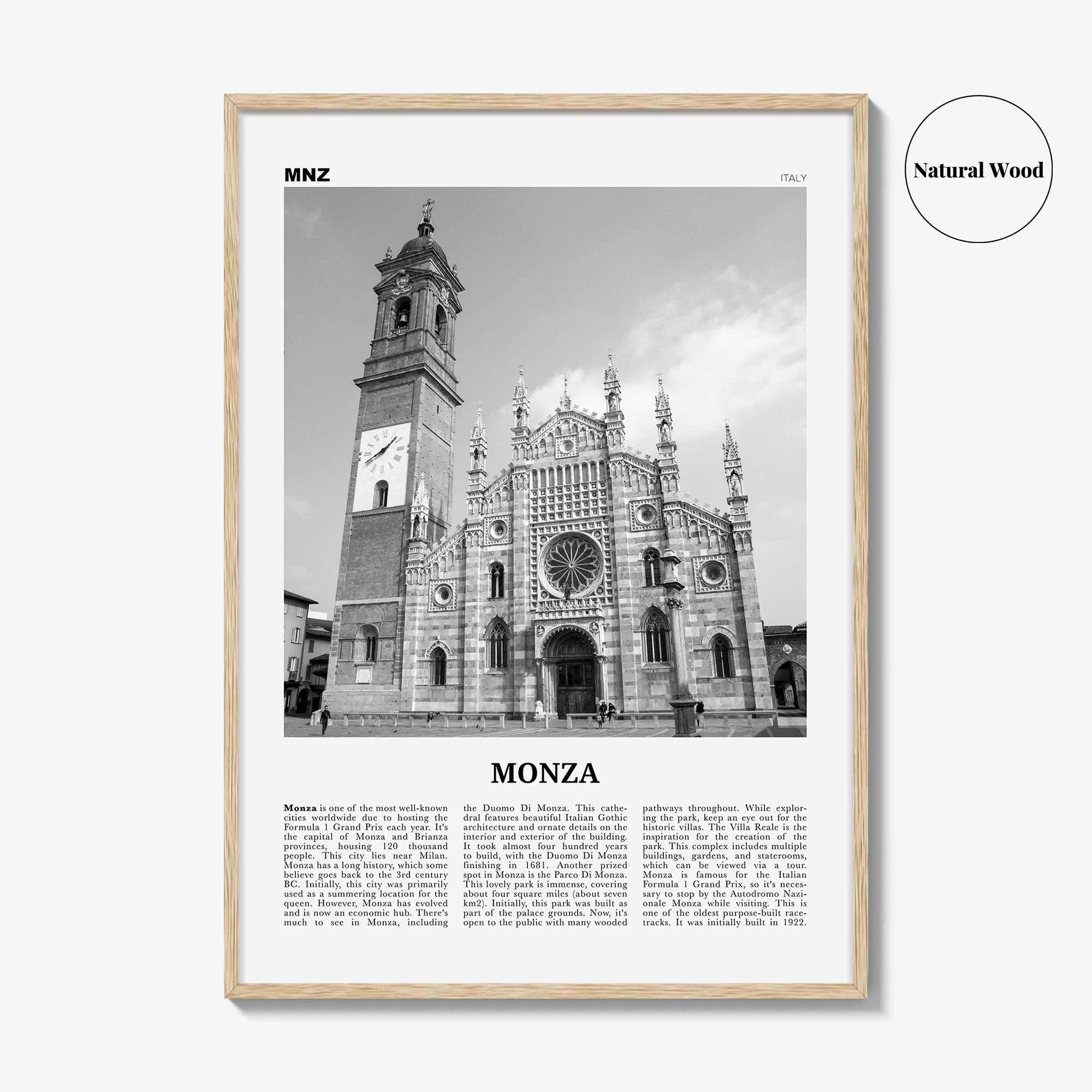 Monza Print Black and White, Monza Wall Art, Monza Poster, Monza Photo, Monza Wall Décor, Monza Map, Italy