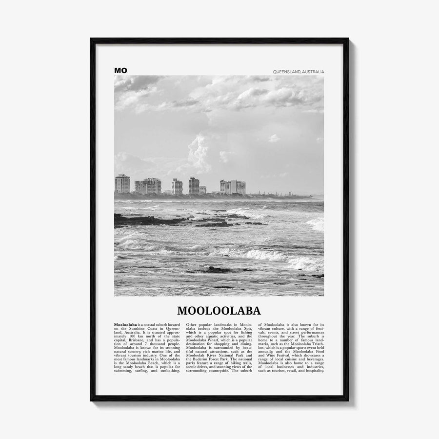 Mooloolaba Print Black and White, Mooloolaba Wall Art, Mooloolaba Poster, Mooloolaba Photo, Mooloolaba Wall Décor, Mooloolaba Map,