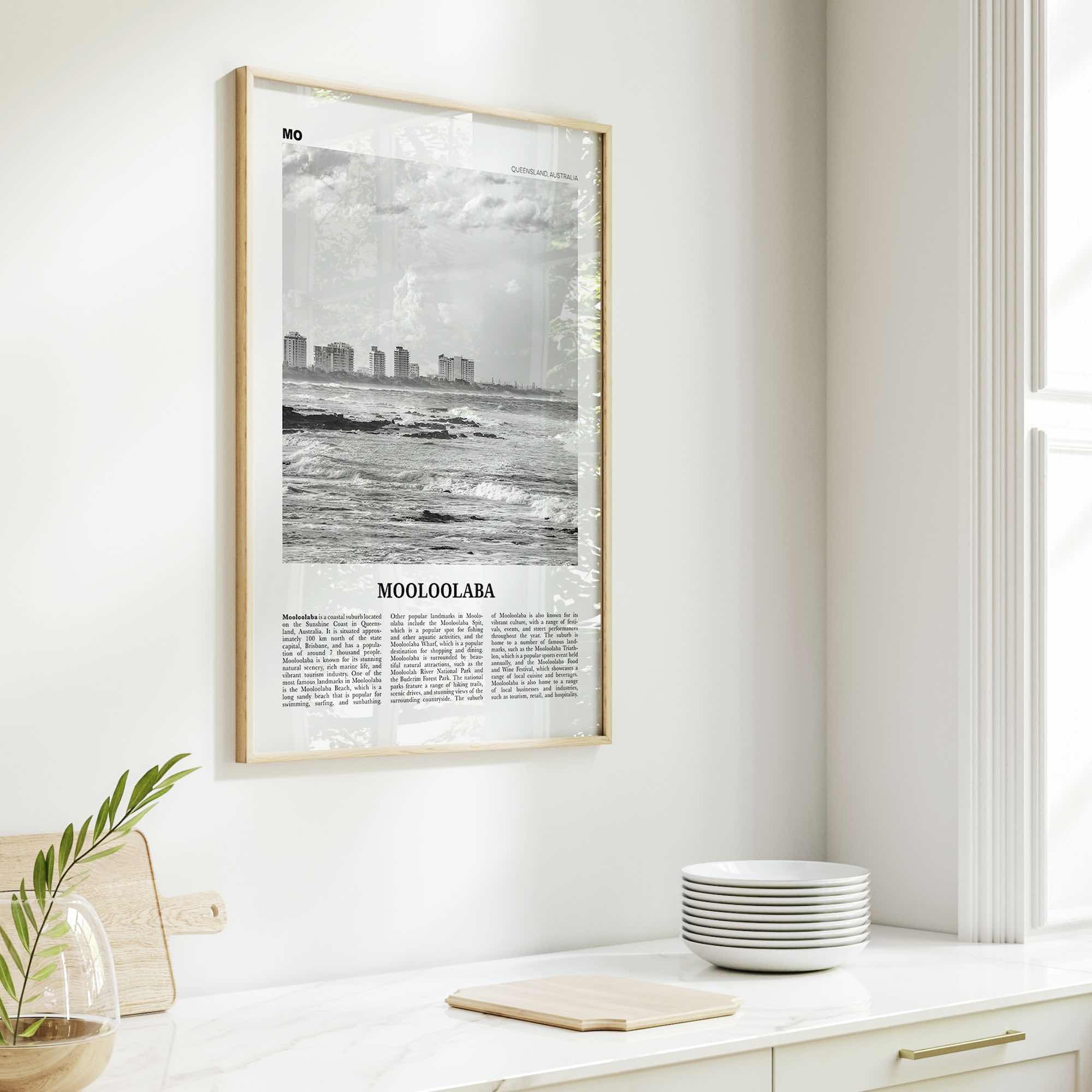 Mooloolaba Print Black and White, Mooloolaba Wall Art, Mooloolaba Poster, Mooloolaba Photo, Mooloolaba Wall Décor, Mooloolaba Map,