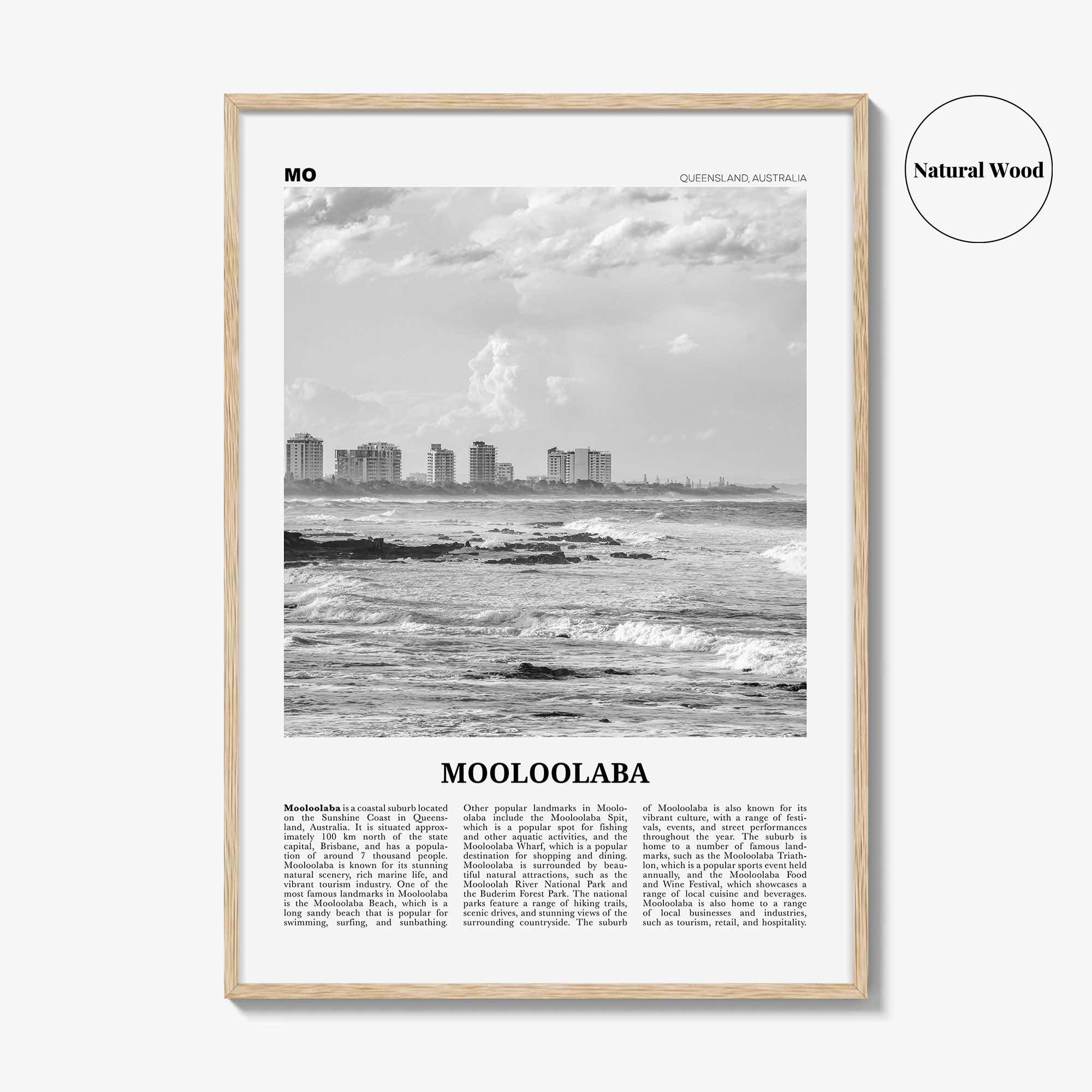 Mooloolaba Print Black and White, Mooloolaba Wall Art, Mooloolaba Poster, Mooloolaba Photo, Mooloolaba Wall Décor, Mooloolaba Map,