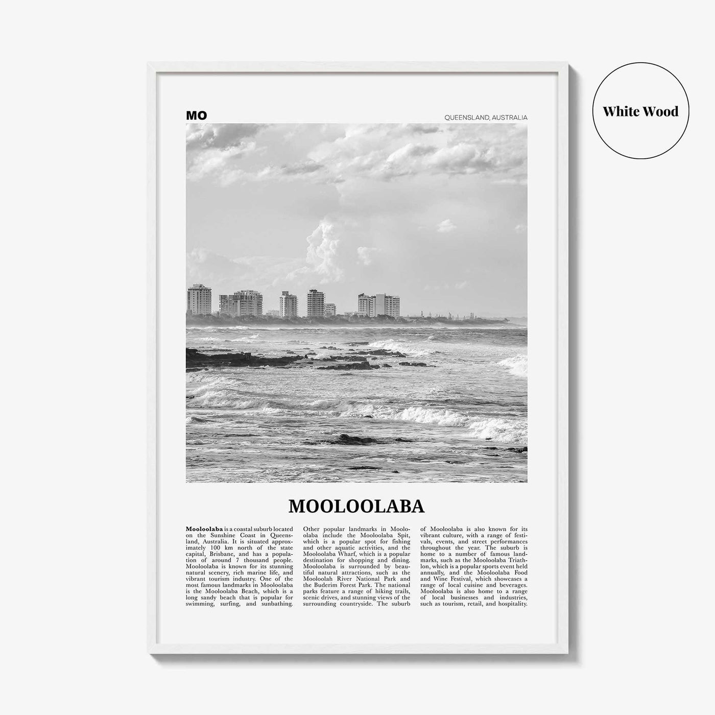 Mooloolaba Print Black and White, Mooloolaba Wall Art, Mooloolaba Poster, Mooloolaba Photo, Mooloolaba Wall Décor, Mooloolaba Map,