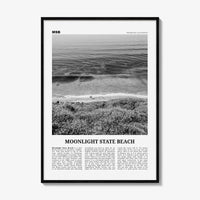 Moonlight State Beach Print Black and White, Moonlight State Beach Wall Art, Moonlight State Beach Poster, Encinitas, California, USA