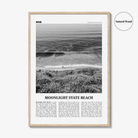 Moonlight State Beach Print Black and White, Moonlight State Beach Wall Art, Moonlight State Beach Poster, Encinitas, California, USA