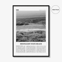 Moonlight State Beach Print Black and White, Moonlight State Beach Wall Art, Moonlight State Beach Poster, Encinitas, California, USA