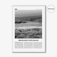 Moonlight State Beach Print Black and White, Moonlight State Beach Wall Art, Moonlight State Beach Poster, Encinitas, California, USA