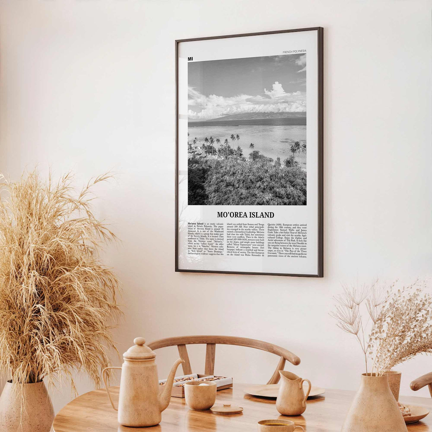 Moorea Island Print Black and White, Moorea Island Wall Art, Moorea Island Poster, Moorea Island Photo, Moorea Wall Décor, French Polynesia